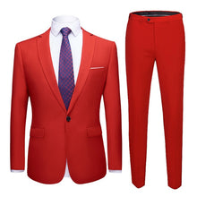 Load image into Gallery viewer, Men Suits Slim Fit Business Uniform Office Suit Wedding Groom Party 2-Piece Jacket Pants Notch Lapel Single Button Formal Casual
