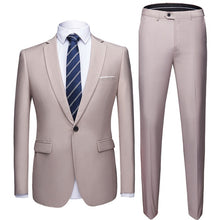 Load image into Gallery viewer, Men Suits Slim Fit Business Uniform Office Suit Wedding Groom Party 2-Piece Jacket Pants Notch Lapel Single Button Formal Casual
