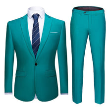 Load image into Gallery viewer, Men Suits Slim Fit Business Uniform Office Suit Wedding Groom Party 2-Piece Jacket Pants Notch Lapel Single Button Formal Casual
