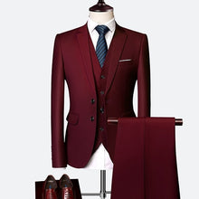Load image into Gallery viewer, Suit Male 3 Piece Set Business Men's Suits Blazers Large Size Boutique Suit Slim 2020 High-end Formal Fit Party Wedding Regular

