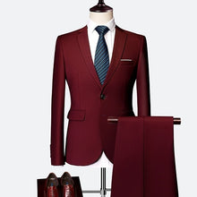 Load image into Gallery viewer, Suit Male 3 Piece Set Business Men's Suits Blazers Large Size Boutique Suit Slim 2020 High-end Formal Fit Party Wedding Regular
