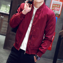 Load image into Gallery viewer, Slim Fit Solid Mens Bomber Jacket 2020 Spring Autumn Male Baseball Thin Jackets Brand Casual Coat Top Men's windbreaker Jacket
