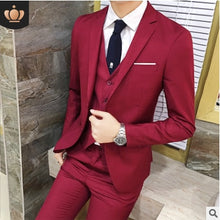 Load image into Gallery viewer, Men's 3 Piece Suit Blazer Slim Fit One Button Notch Lapel Dress Business Wedding Party Jacket Vest Pants &amp; Tie Set
